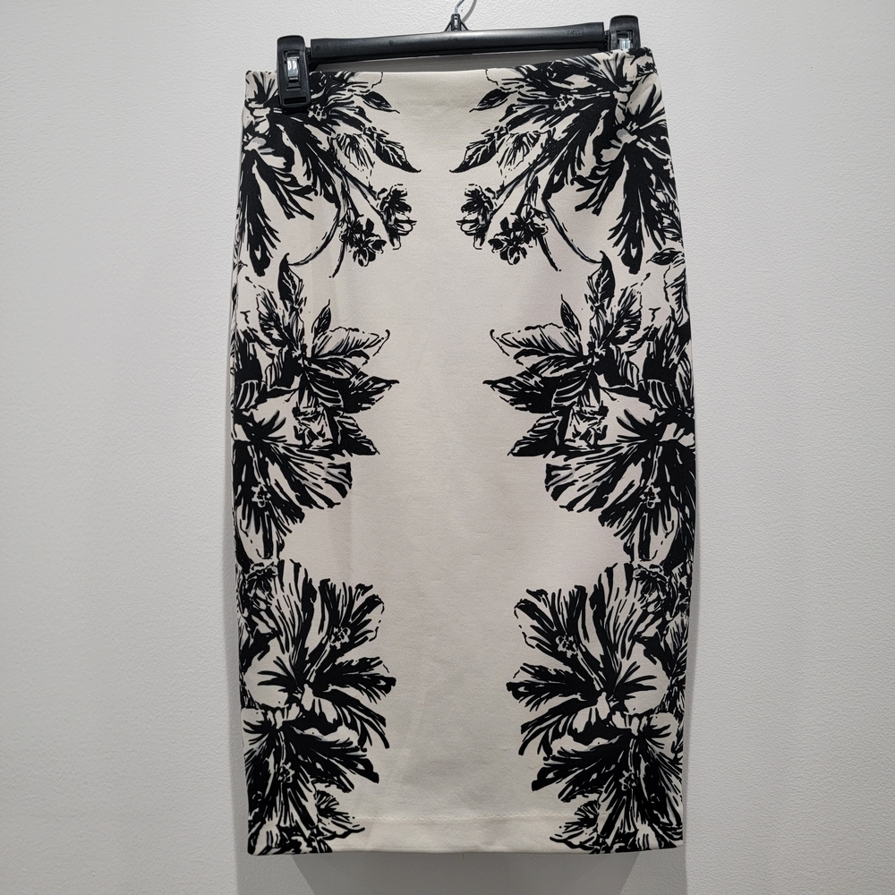 The Limited Black and Cream Floral Pencil Skirt Sz 0